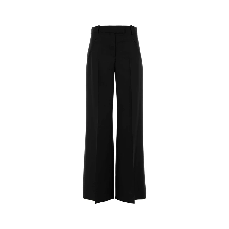 Alexander McQueen Black Wool Blend Wide-Leg Pant Exterior: Mohair Pantaloni - Women