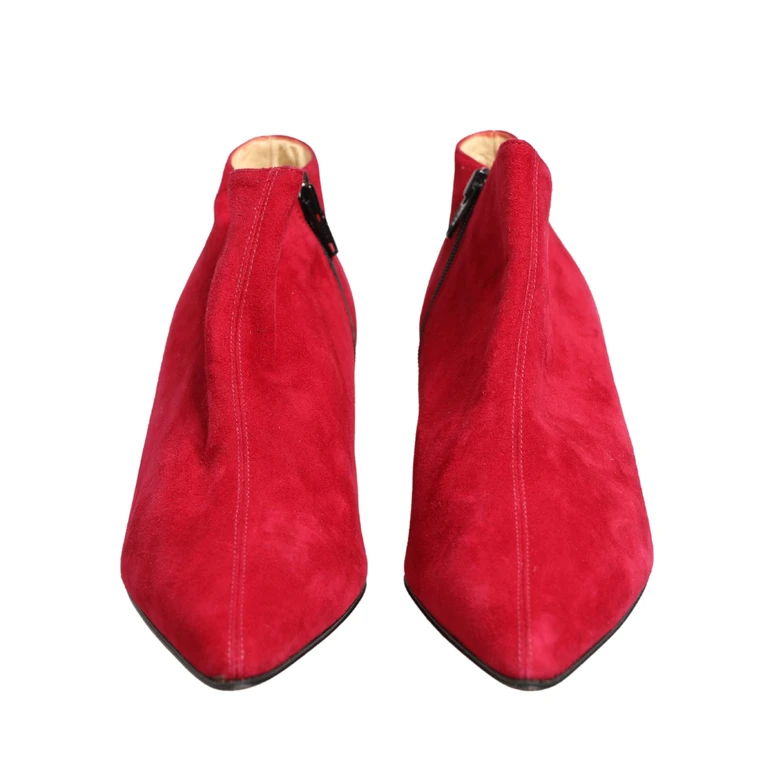 Dolce & Gabbana Red Suede Ankle Boots Shoes - Women