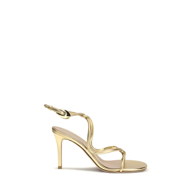 Gold Calf Leather Bos Taurus Stiletto Heel Sandals - Women