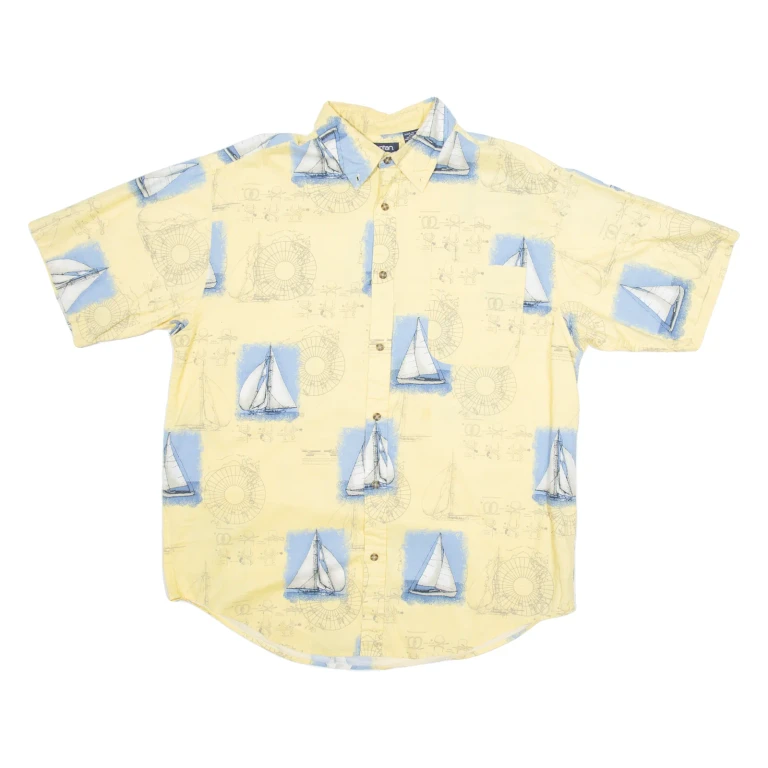 PURITAN Mens Shirt Yellow Crazy Pattern L