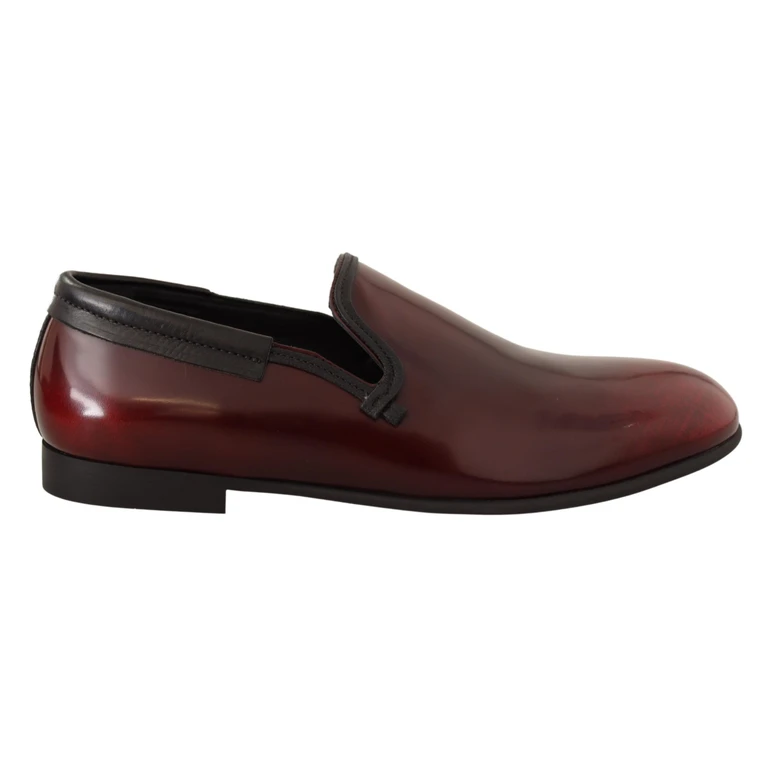 Dolce & Gabbana Bordeaux Patent Leather Dress Loafers Shoes - Men