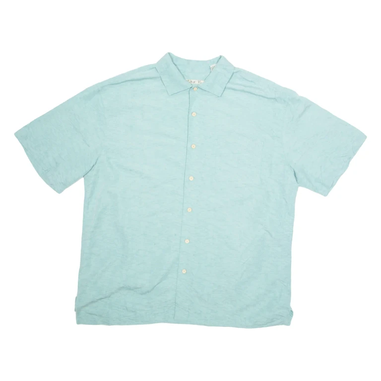 BATIK BAY Mens Plain Shirt Blue XL