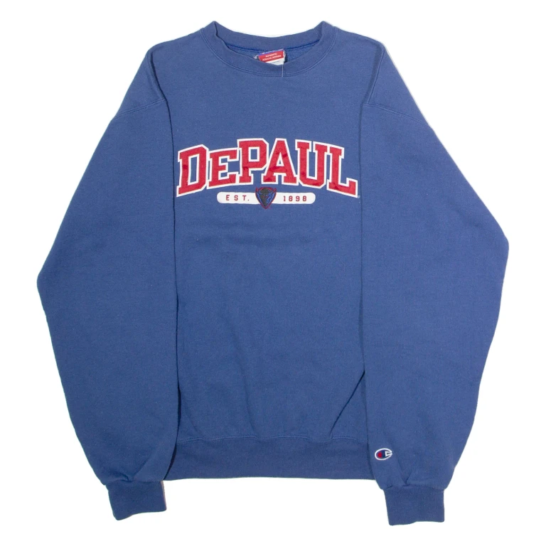 CHAMPION DePaul Mens Sweatshirt Blue Crew Neck USA M
