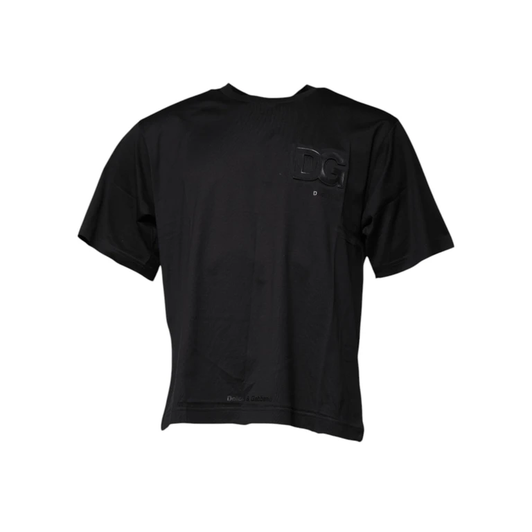 Dolce & Gabbana Black Dg Logo Print Cotton Crew Neck T-Shirt - Men