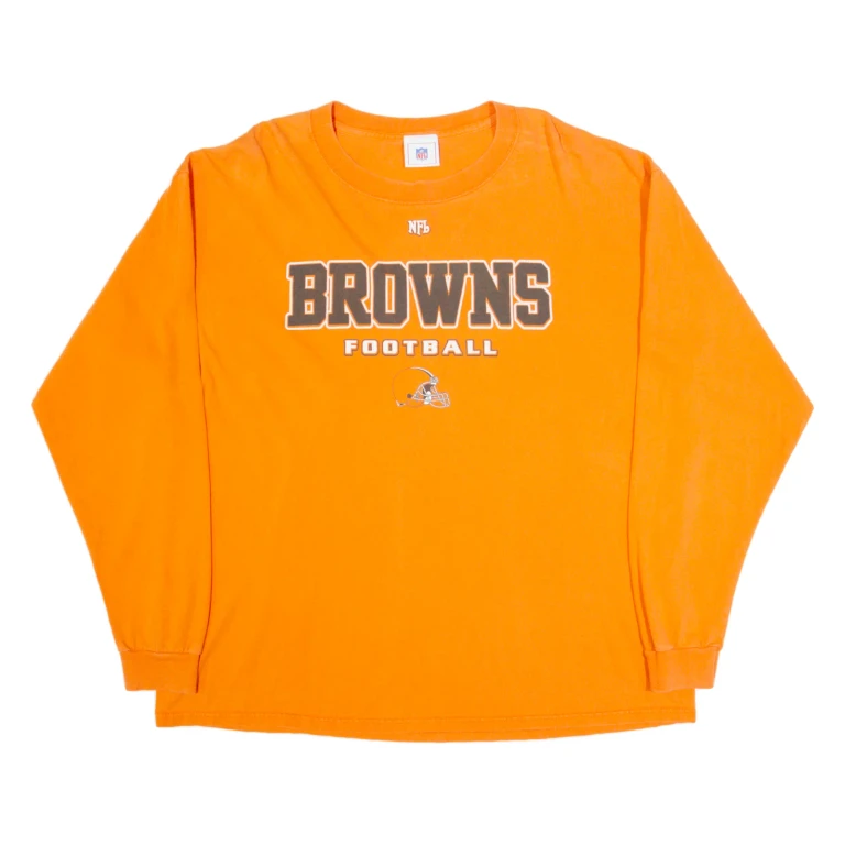 NFL Cleveland Browns Mens T-Shirt Orange Long Sleeve USA XL