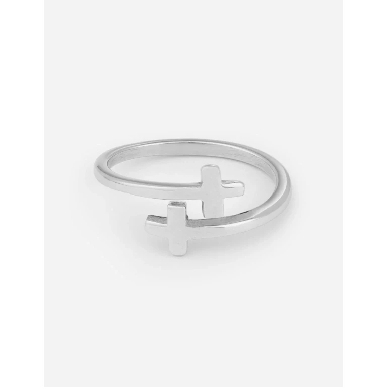 Silver Wrapped Cross Ring
