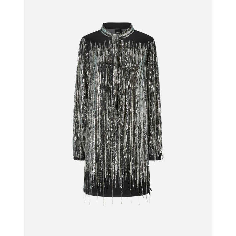 Pinko - Robe courte à franges et à paillettes - 38