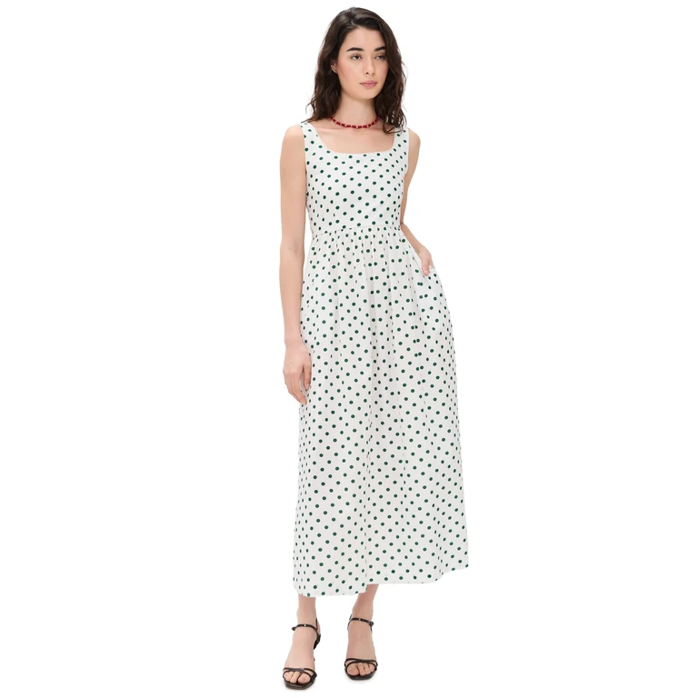 La Maregold Emiliana Dress Ivory Green Polka Dot L
