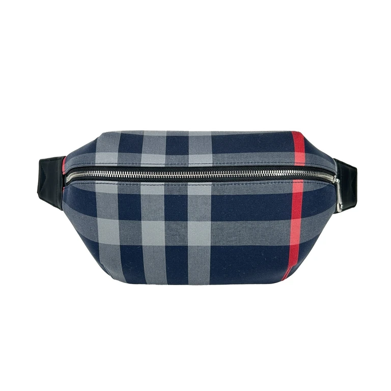 Burberry Medium Check Sonny Fanny Belt Bag Silver Canvas - Women