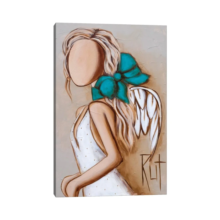 Blue Bow In Hair by Ruth's Angels - Canvas Gallery Wrap