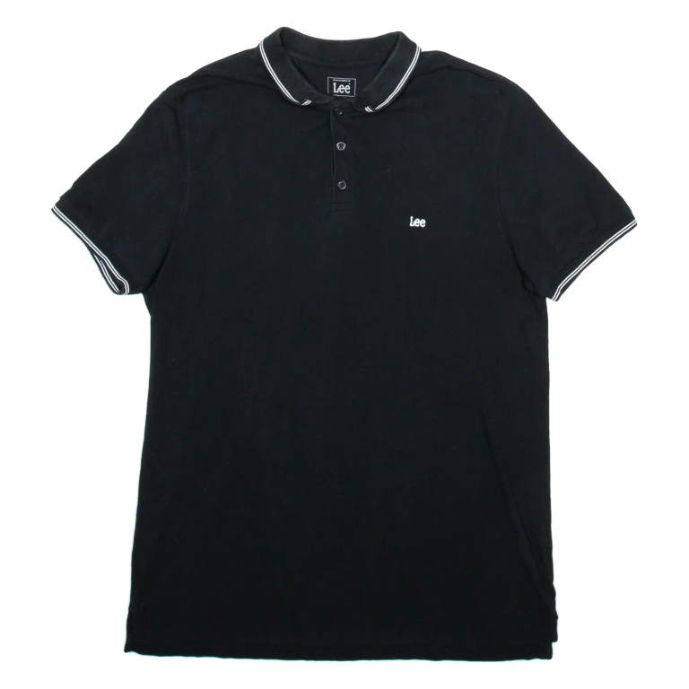 LEE Mens Polo Shirt Black L