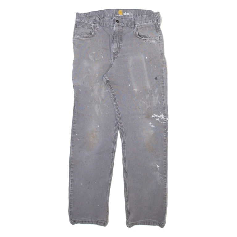 CARHARTT Carpenter Mens Trousers Grey Relaxed Straight W30 L30