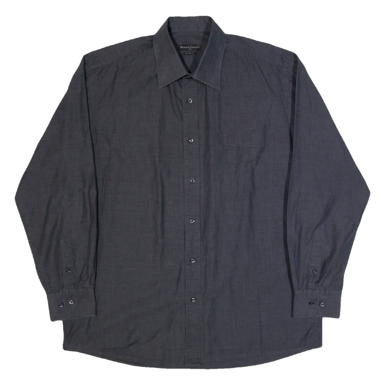 RENATO CAVALLI Mens Plain Shirt Grey Long Sleeve L