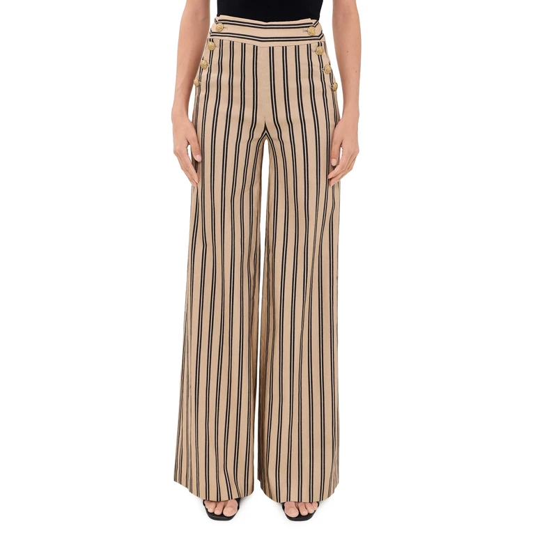 ALICE + OLIVIA Narin High Rise Ultra Wide Leg Trousers Beach Day Stripe Sm 8
