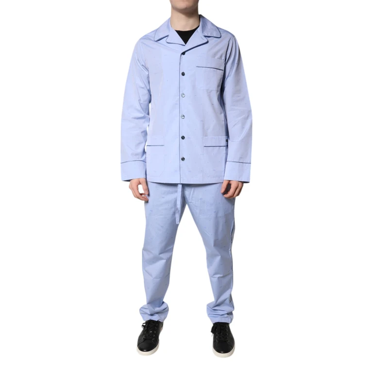 Dolce & Gabbana Light Blue Dg Logo Cotton Men Pajama Set Sleepwear Clothing - Men