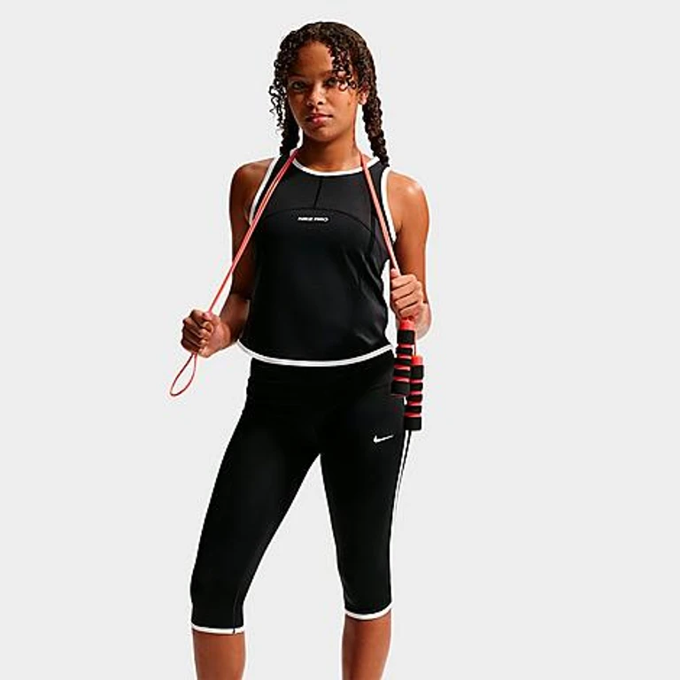 Girls' Big Kids Pro Dri-Fit Tank Top in Black/White Size: XS