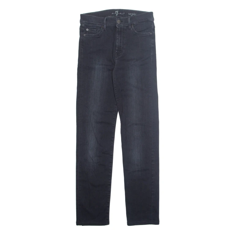 7 FOR ALL MANKIND Womens Jeans Black Regular Skinny Stone Wash W28 L30