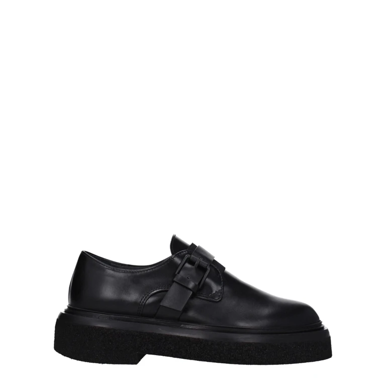 Black Leather Oxfords And Derbies Shoe - Women