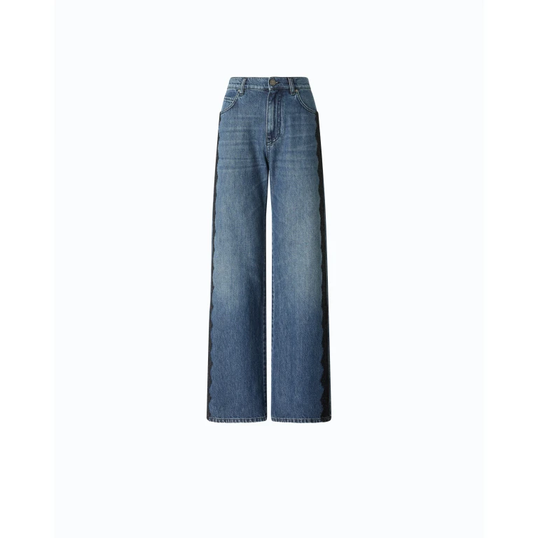 Jean wide leg avec bande en dentelle - 24