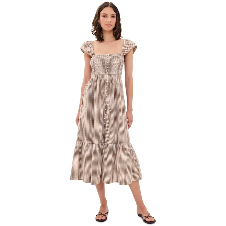 Marea Celine Gingham Dress Mocha Mini Gingham M