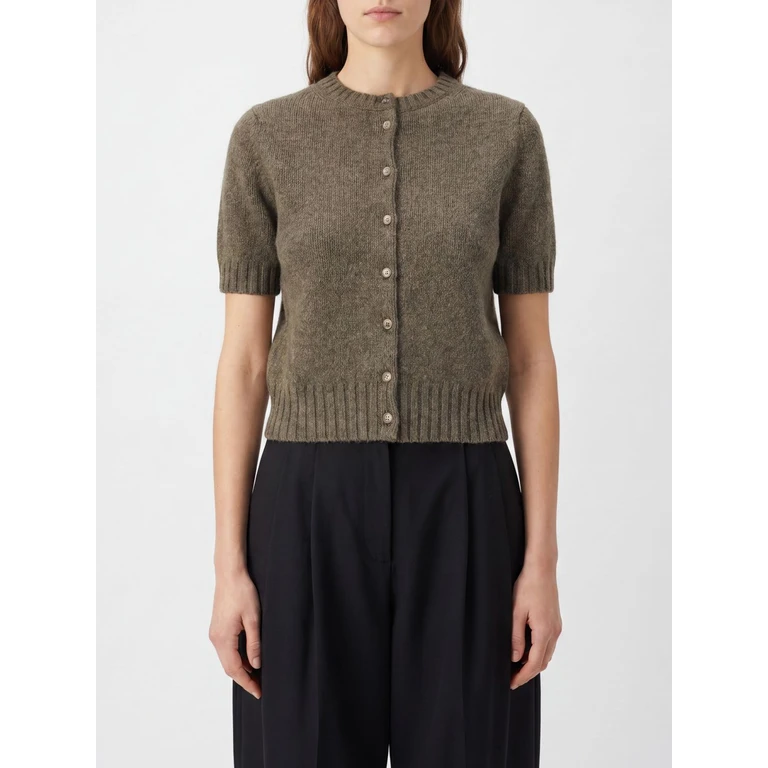 Short-Sleeved Pure Cashmere Cardigan with Crew Neck (9608645777)