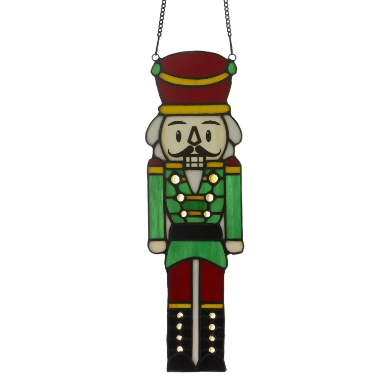 14" H Hans the Holiday Nutcracker Stained Glass Window Panel