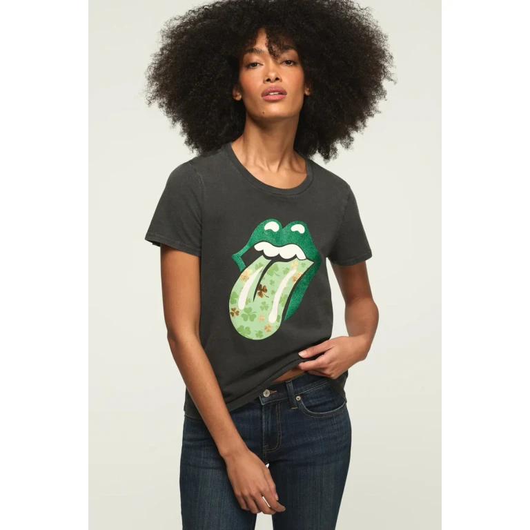 Women's Rolling Stones Clover Lips Classic Crew