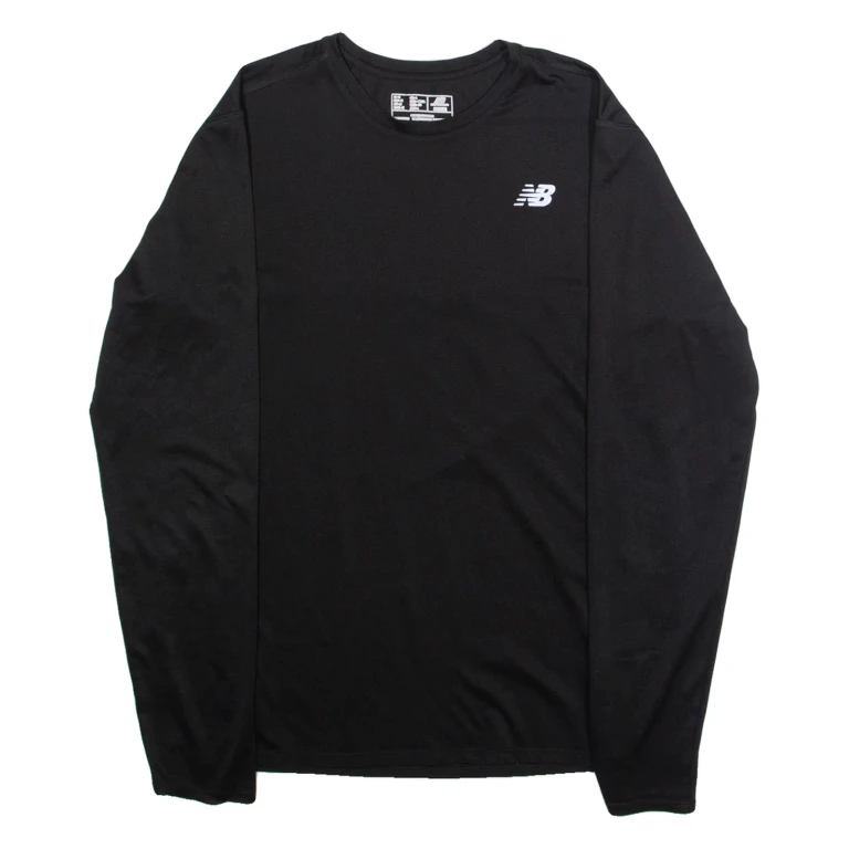 NEW BALANCE Mens T-Shirt Black Long Sleeve M