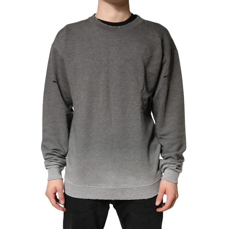 Dolce & Gabbana Gray Cotton Crew Neck Men Sweatshirt Sweater Clothing - Men