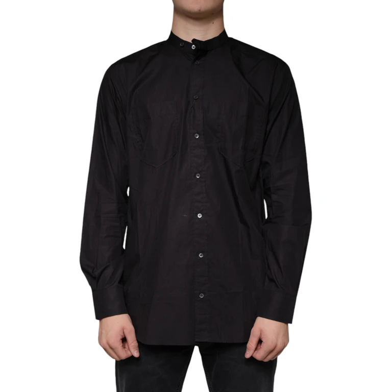 Dolce & Gabbana Black Cotton Button Down Men Casual Shirt - Men