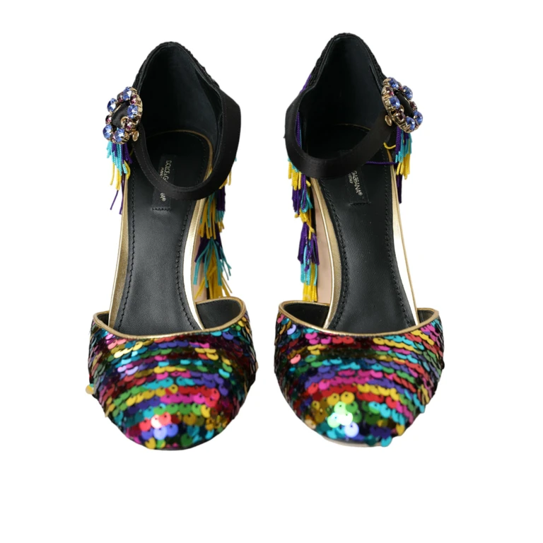 Dolce & Gabbana Multicolor Sequin Crystal Mary Jane Shoes - Women
