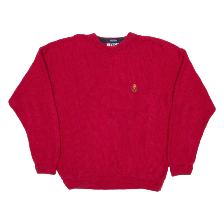 CHAPS RALPH LAUREN Mens Patterned Jumper Red Herringbone Chunky Knit L (TT2-071124-5679)