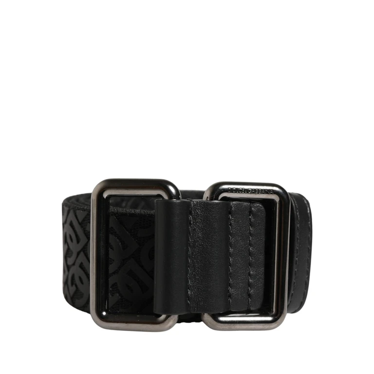 Dolce & Gabbana Men Black Dg Logo Polyester Metal Buckle Belt Calf - Men
