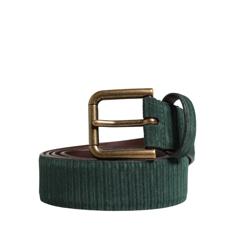 Dolce & Gabbana Men Green Velvet Leather Metal Buckle Belt Calf - Men