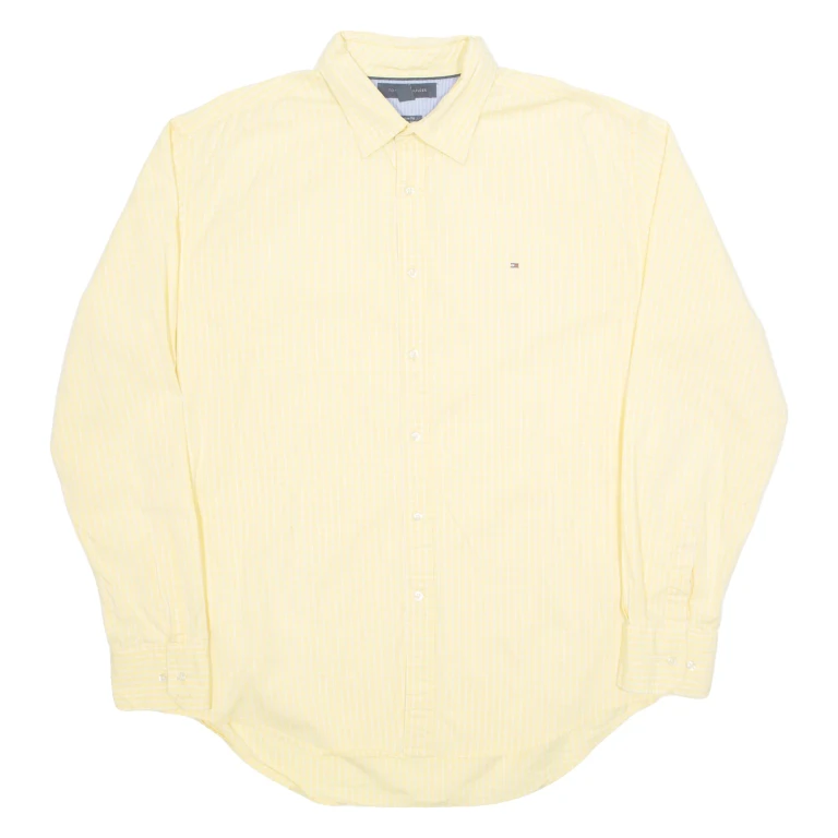 TOMMY HILFIGER Mens Shirt Yellow Check Long Sleeve XL