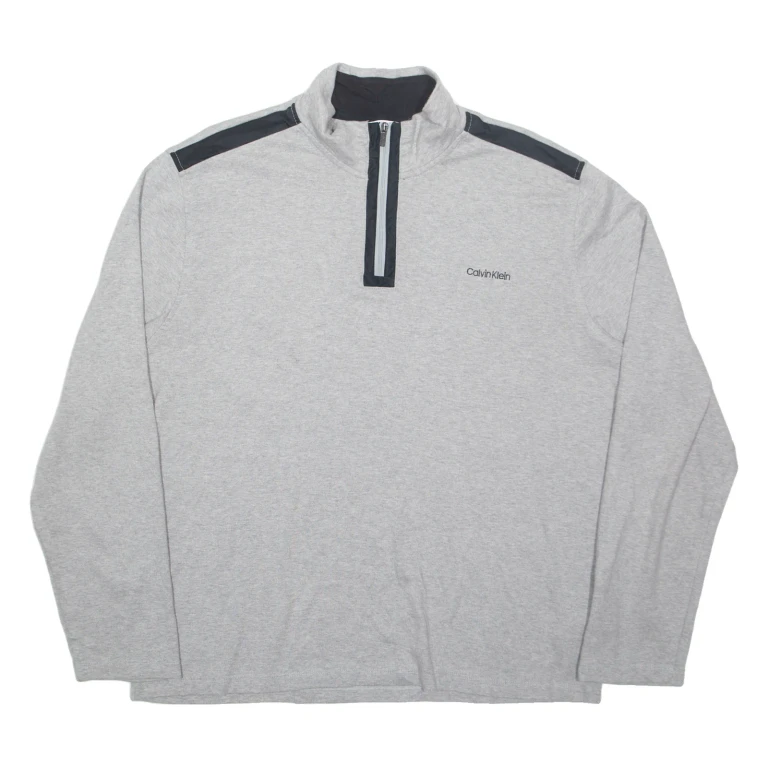 CALVIN KLEIN Mens Sweatshirt Grey 1/4 Zip L
