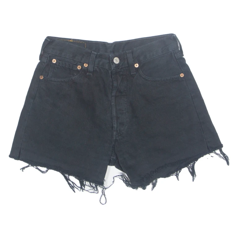 LEVI'S Cut Off 501 Womens Denim Shorts Black S W27
