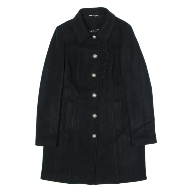 LIU JO Womens Overcoat Coat Black Flannel Wool S