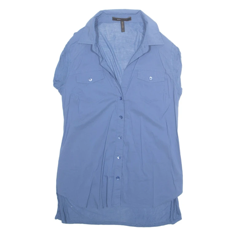 BCBGMAXAZRIA Womens Top Blue V-Neck Sleeveless M