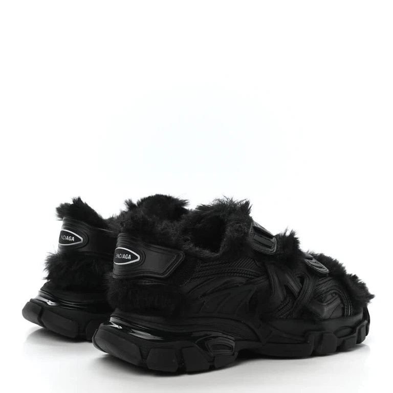 Balenciaga Faux-Fur Track Sandals