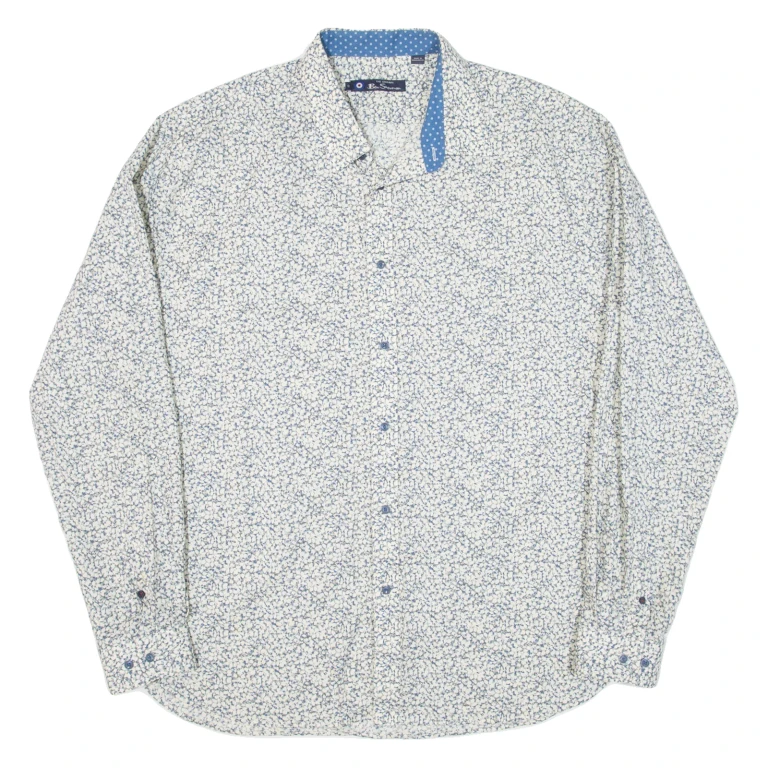 BEN SHERMAN Mens Shirt Beige Floral Long Sleeve L