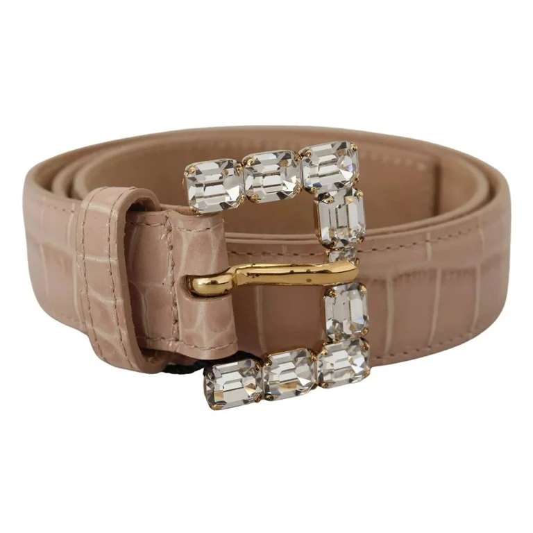 Dolce & Gabbana Beige Leather Crystal Buckle Women Belt Calf - Women