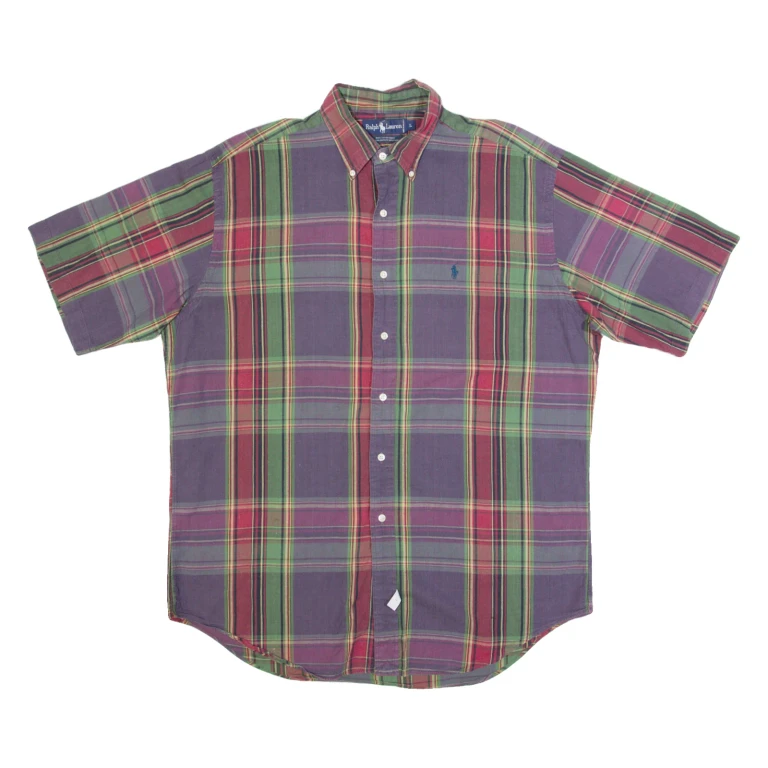RALPH LAUREN Mens Shirt Purple Check L