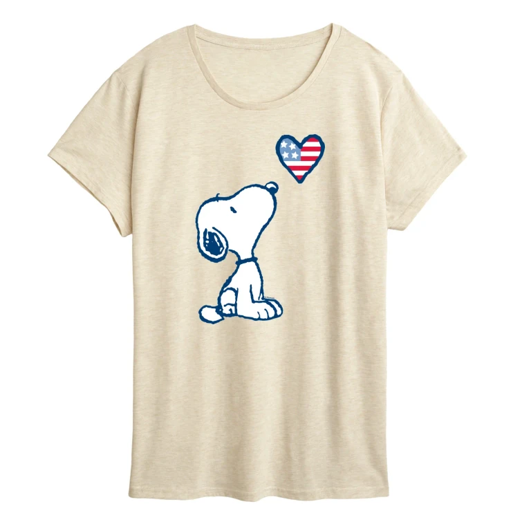 Snoopy Flag Heart - Women's Short Sleeve Graphic T-Shirt
