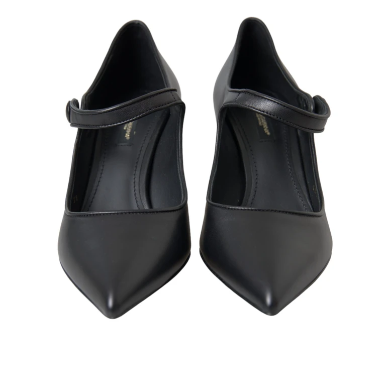 Dolce & Gabbana Black Leather Logo Heels Mary Janes Pumps Shoes Lamb - Women