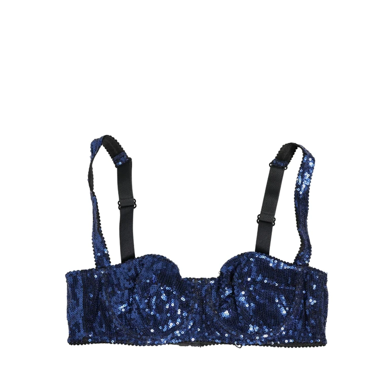 Dolce & Gabbana Blue Sequined Nyon Balconnet Bra Underwear Nylon Clothing - Women