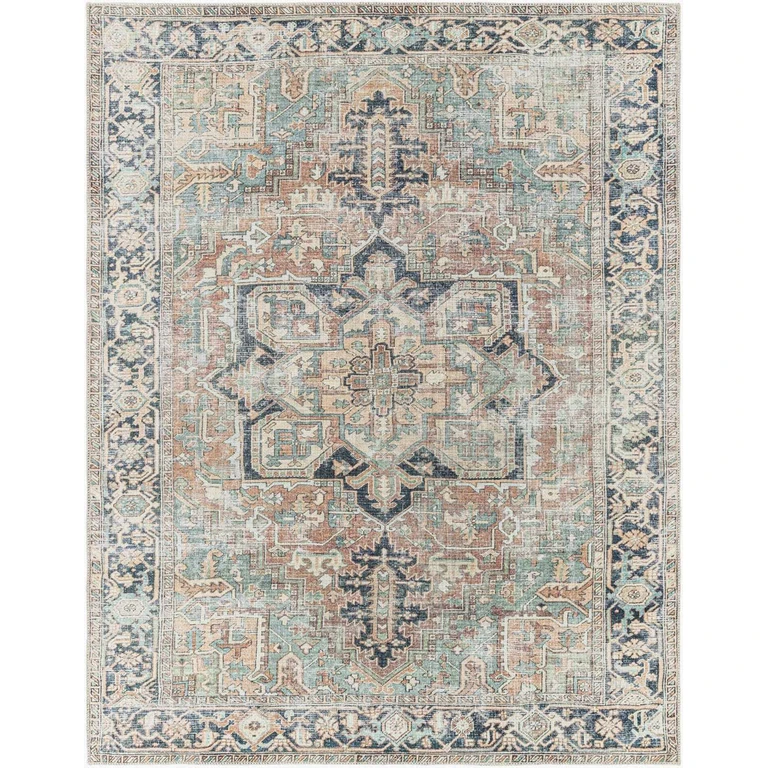 Green Nisa Tumble Dry Washable Rug