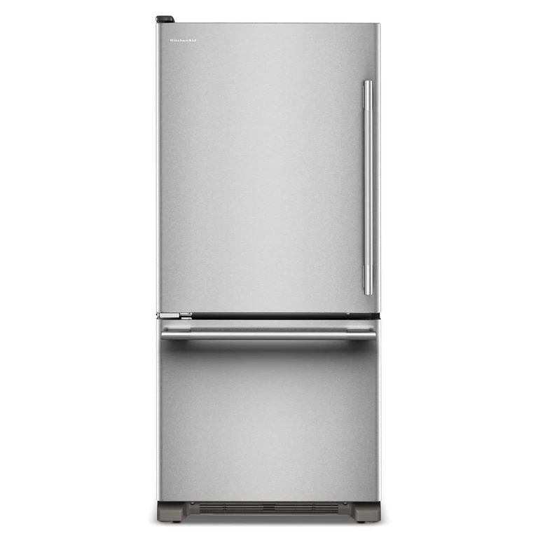 19 Cu. Ft. 30 in. Standard-Depth Bottom Mount Refrigerator w/ Left Door Swing in Steel