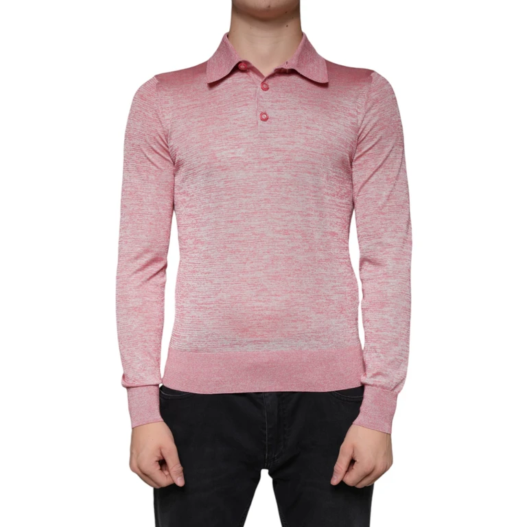 Dolce & Gabbana Pink Polyester Long Sleeve Men Polo T-Shirt Cotton - Men
