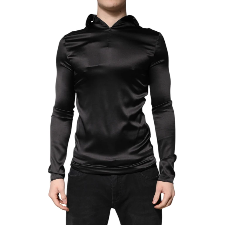 Dolce & Gabbana Black Silk Turtleneck Men Pullover Sweater Elastane Clothing - Men